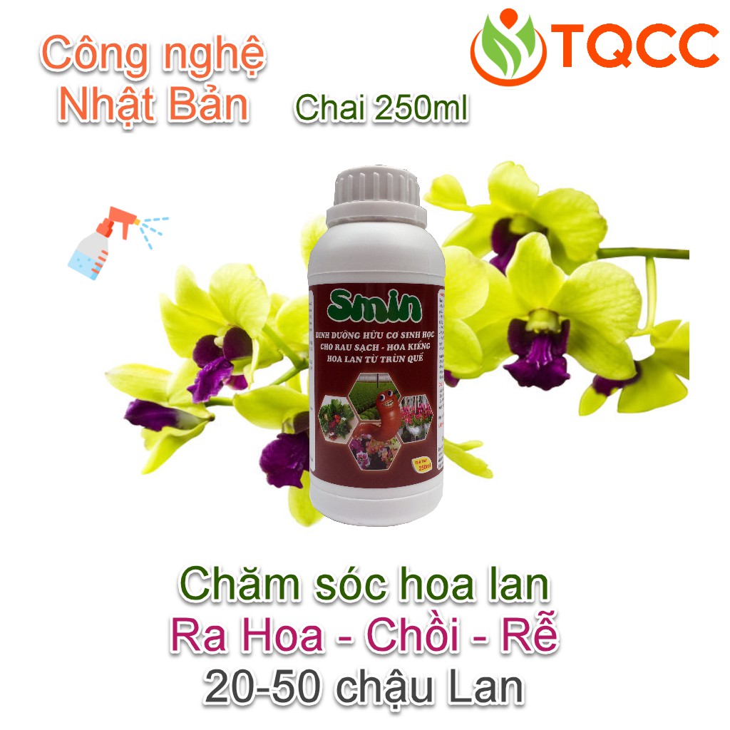 Phân bón lá sinh học Smin chăm sóc hoa lan ra hoa ra chồi ra rễ chai 250ml