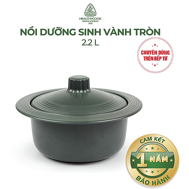 Nồi Dưỡng Sinh Vành Tròn + Nắp Minh Long Healthycook (2.2L)