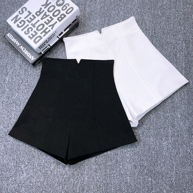 Quần Short Lưng Cao Dáng Chữ a Màu Sắc Đơn Giản Dễ Phối Đồ Cho Nữ