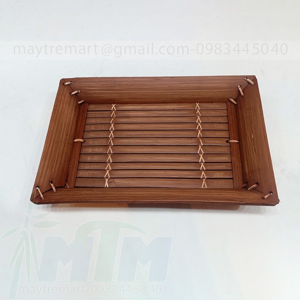 Khay tre, đĩa tre chữ nhật - trang trí, trưng bày sản phẩm.