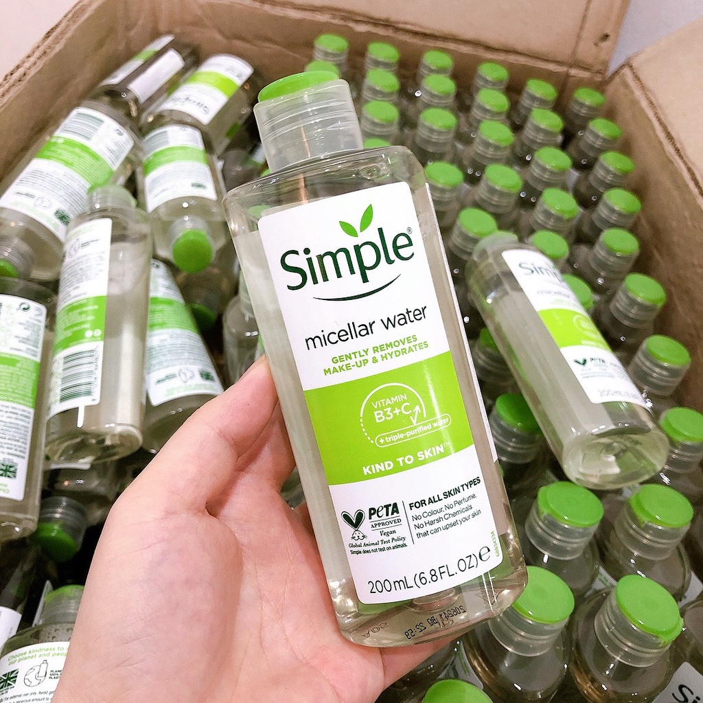 Nước tẩy trang Simple Micellar Cleansing Water 200ml [Hàng nhập khẩu chính hãng]