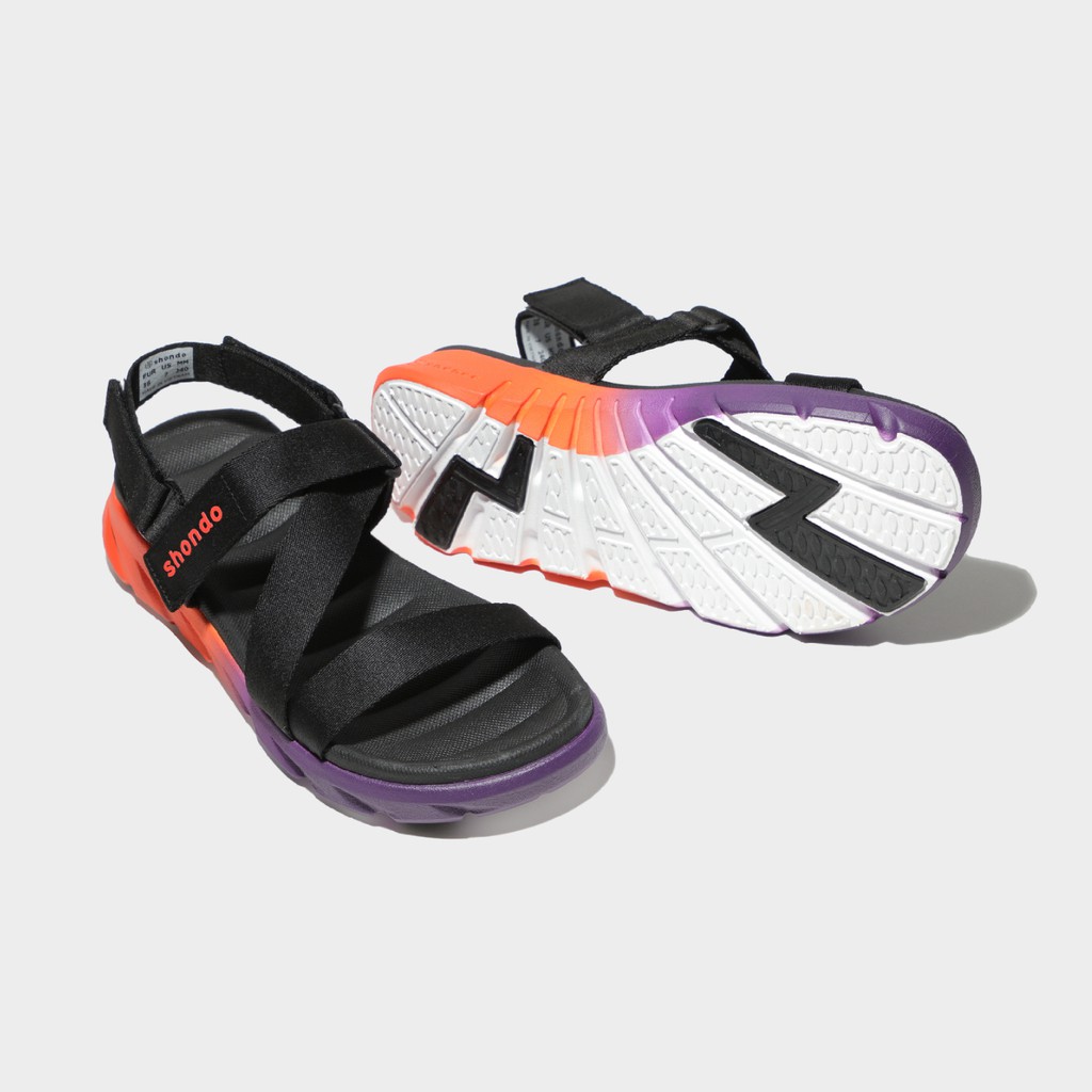 Giày Sandals Nam Nữ Unisex Shondo F6 Sport Ombre Đế Cam Tím F6S8910