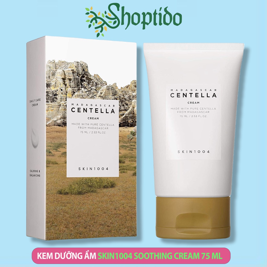 Kem dưỡng ẩm Skin1004 rau má giảm mụn, phục hồi da madagascar centella/ soothing cream 75ml NPP Shoptido