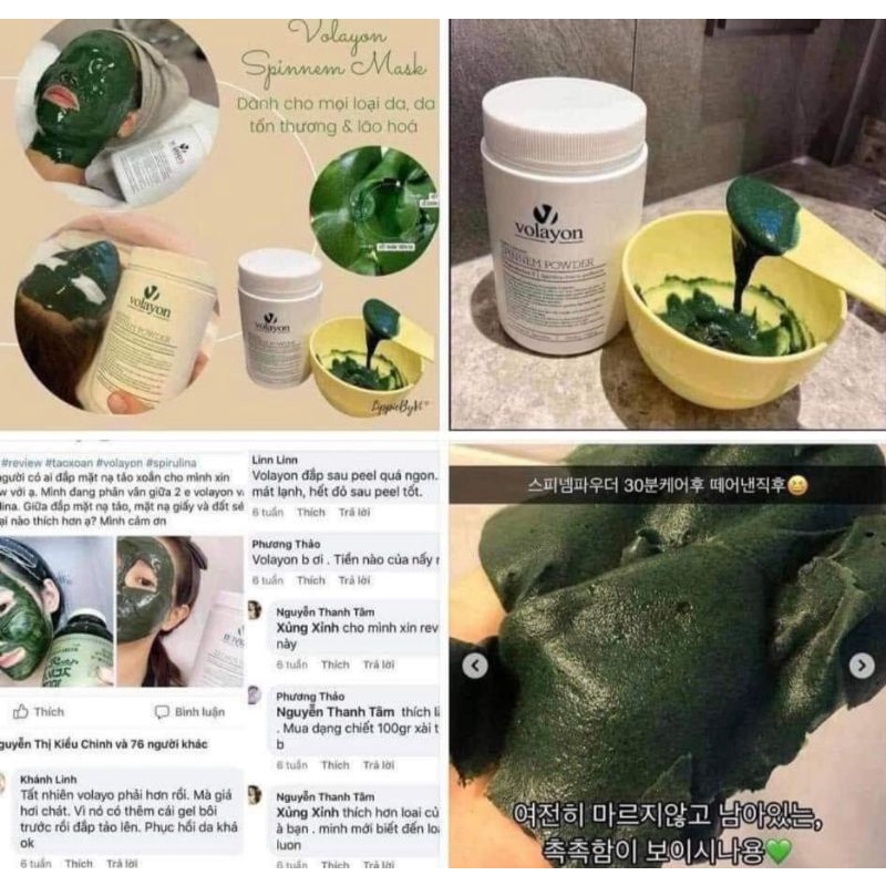 Mặt nạ tảo xoắn cao cấp volayon màu xanh lá
