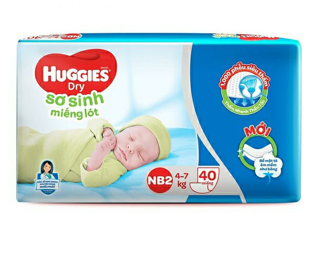 Miếng lót Huggies NB1 56/100 miếng, NB2 40/60 miếng mẫu mới