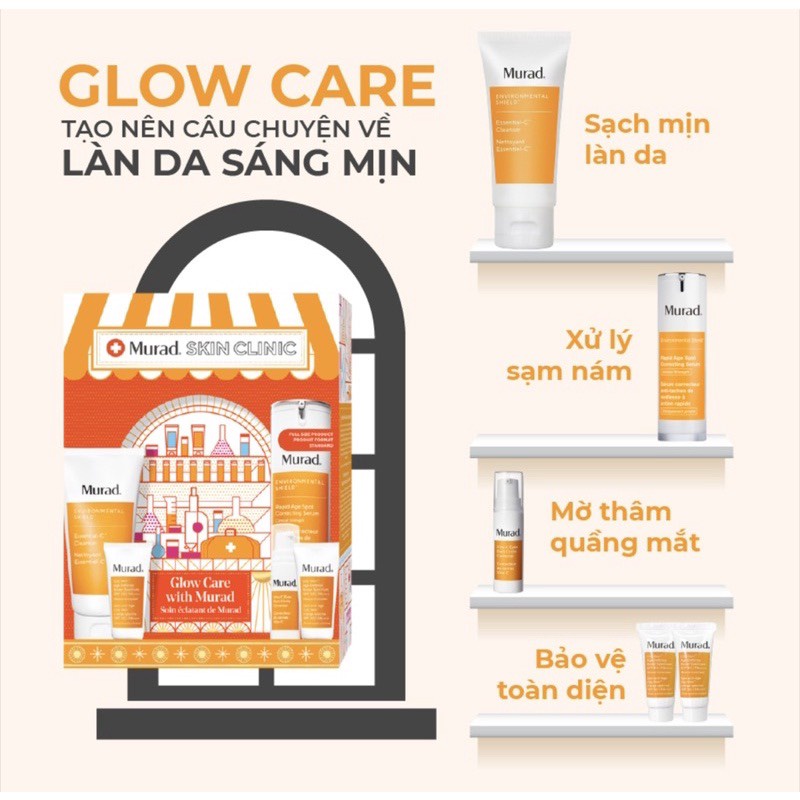 [MUA 1 TẶNG 4] Set Glow Care With Murad Sáng Bật Tông, Giảm Nám, Đốm Nâu &amp; Mờ Thâm Mụn Rapid Age Spot Correcting Serum