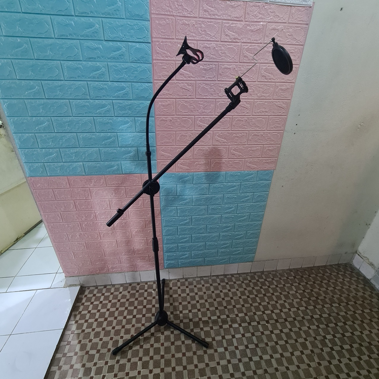 ♻ Chân Đế Micro Đứng Có Kẹp Điện Thoại Tăng Giảm Chiều Cao Boom Mic Stand