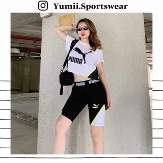 Set Thể Thao Nữ PM Quần Lỡ Biker Áo Croptop Form Rộng Siêu Kute