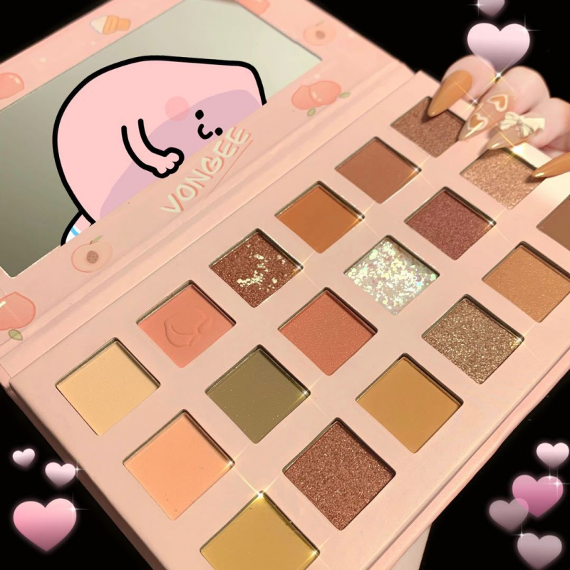 VONGEE Cute Peach Matte Glitter Eyeshadow Palette Long Lasting Shimmer And Shine Eye Shadow Pigments Cosmetics Makeup