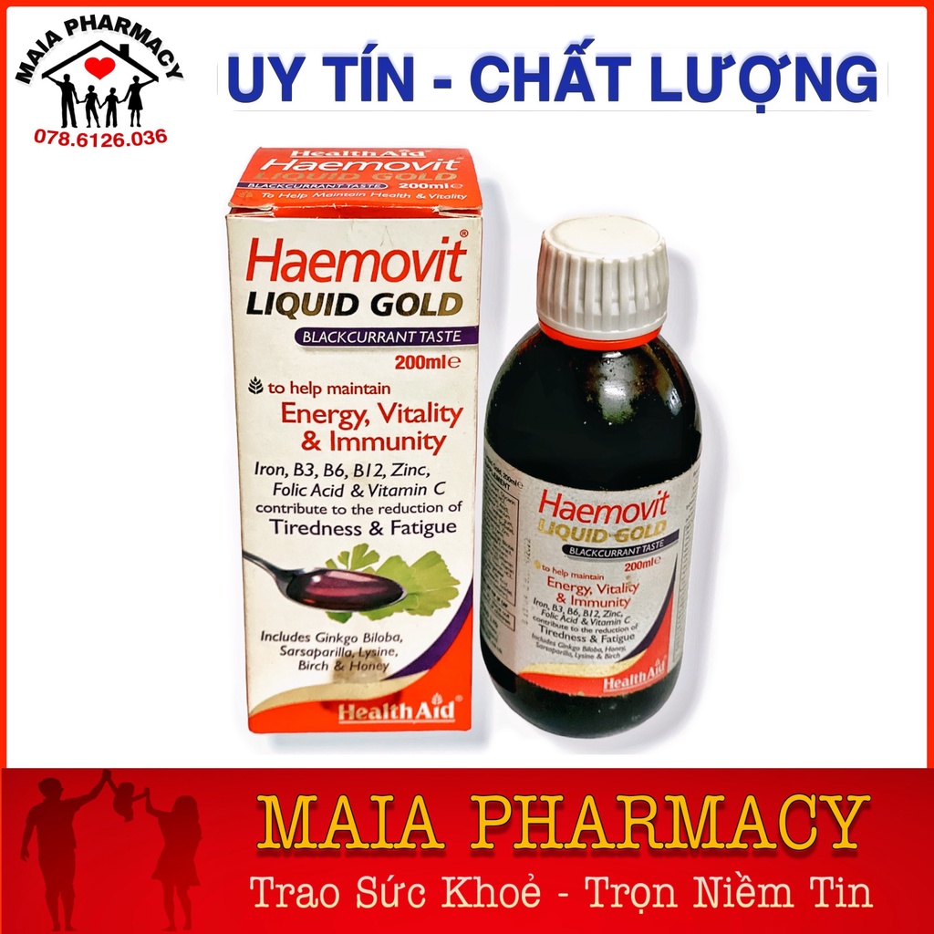 [NHẬP KHẨU ANH QUỐC]Siro Bổ Máu Tổng Hợp Health Aid Heamovit Liquid Gold 200ml- Hỗ trợ ăn ngon, ngủ ngon, thiếu máu..