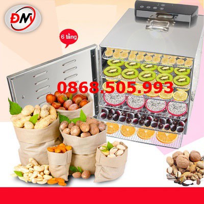 Máy sấy thực phẩm 6 khay, tủ sấy hoa quả, sấy thuốc bảo hành 1 năm