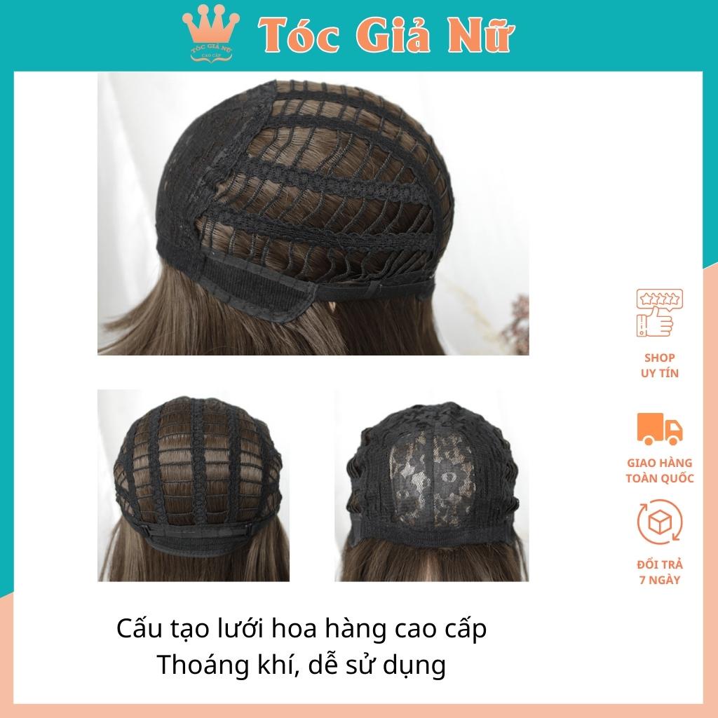 Tóc giả bộ nguyên đầu ngắn nữ đẹp, màu vàng kim, tặng kèm lưới trùm wig.