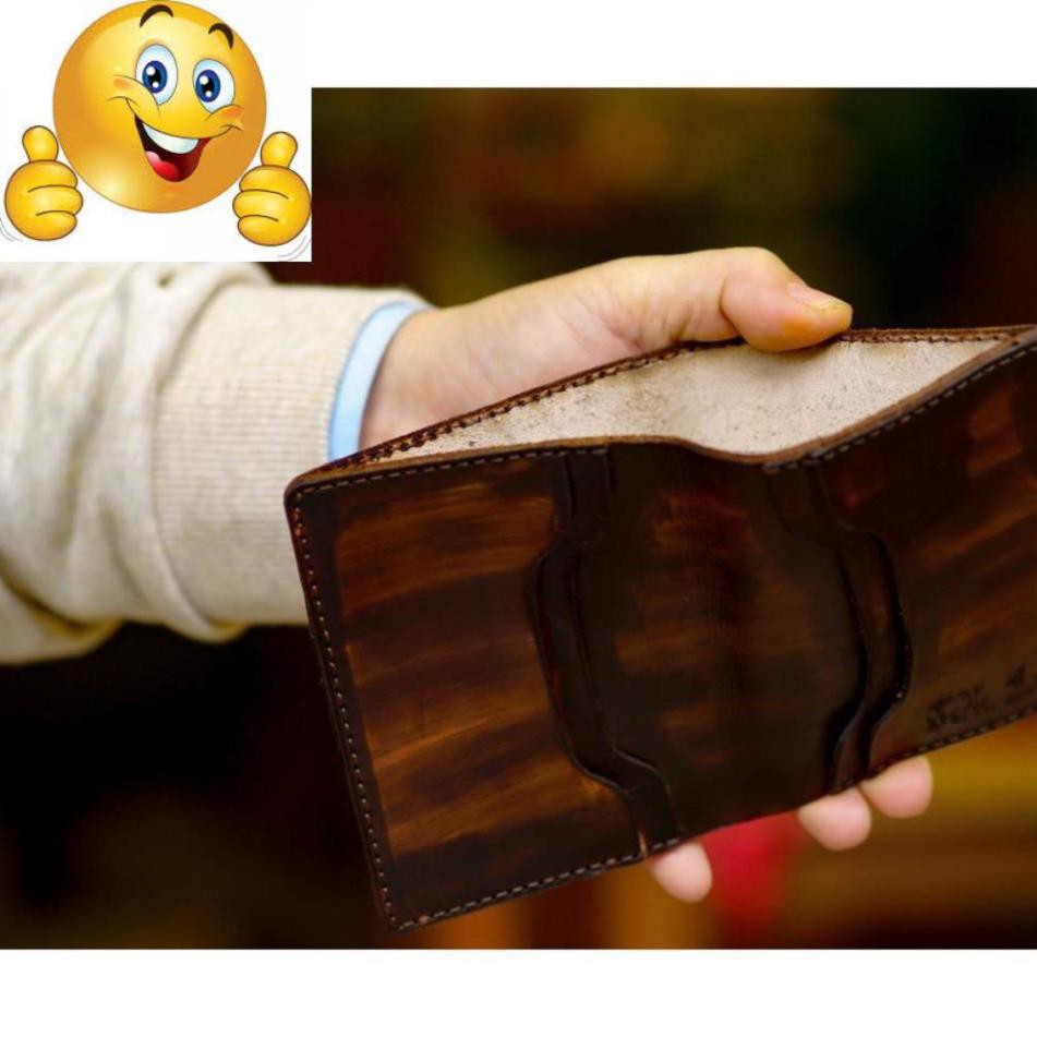VÍ RAM TRỐNG ĐỒNG VÀNG NÂU DÁNG ĐỨNG (DA BÒ THUỘC THẢO MỘC) – MỆNH THỔ VÀ MỆNH KIM - HÀNG CHÍNH HÃNG RAM LEATHER .