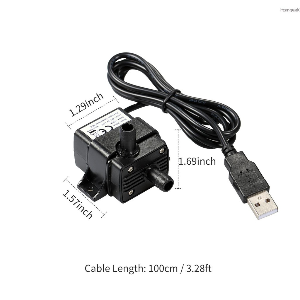 Máy bơm nước không chổi than DECDEAL USB siêu yên tĩnh mini DC5V không thấm nước 120L/H 1.2W nâng 3.28ft
