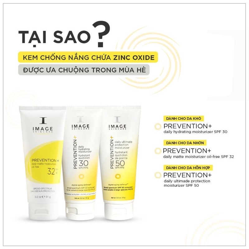 [HÀNG NHẬP KHẨU] Kem Chống Nắng Vật Lý IMAGE Skincare Prevention SPF30+, 32+, 50+ Cho Da Dầu Nhờn, Da Khô, Da Hỗn Hợp | BigBuy360 - bigbuy360.vn