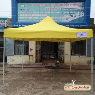Nhà bạt di động 3mx3m bạt màu VÀNG [hàng Việt Nam], lều bạt bán hàng ngoài trời đa năng