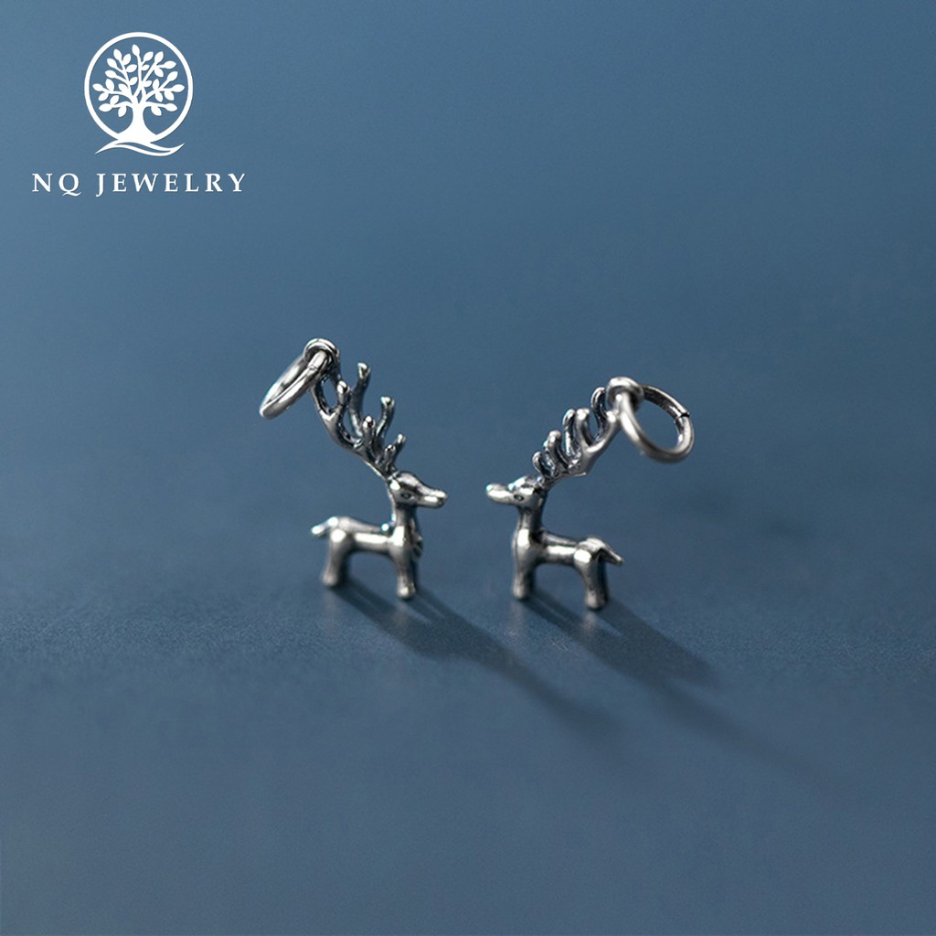 Charm bạc con hươu sừng dài treo - NQ Jewelry