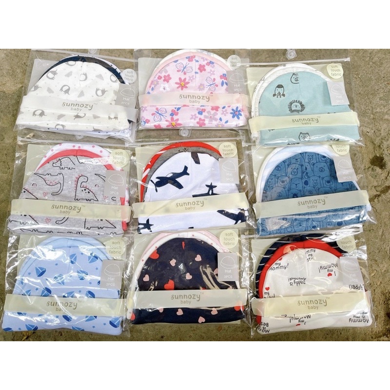 Mũ sơ sinh cotton 0-3m set 3c