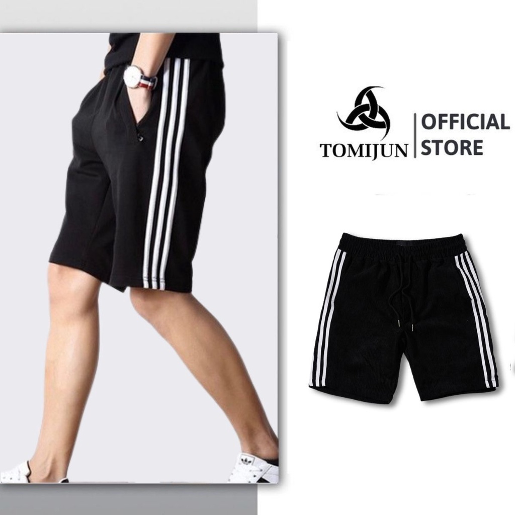 Quần short nam 3 sọc thể thao TOMIJUN Quần short unisex vải poly cao cấp mềm mịn, kiểu dáng năng động, trẻ trun - MQĐ3V