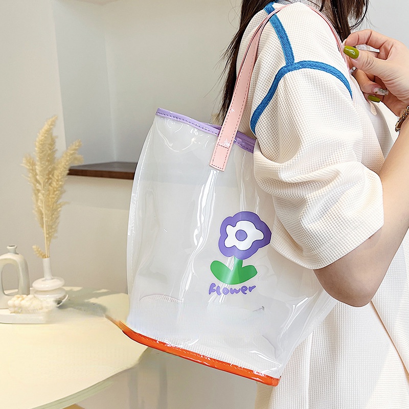 Túi Xách Trong Suốt Chống Thấm Nước Họa Tiết Hoạt Hình Xinh Xắn