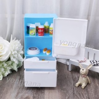 ★TOY♣ Refrigerator Play Set Doll House Doll Fridge Freezer With Food Kid Toy