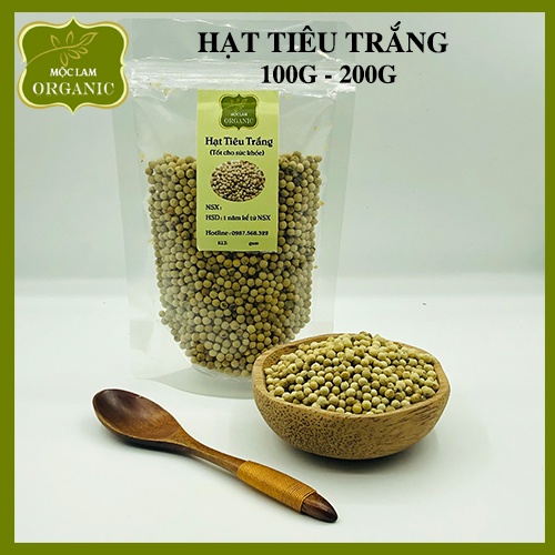 Hạt Tiêu Trắng/Tiêu Sọ nguyên hạt cao cấp Mộc Lam Túi zíp 100g - 200g