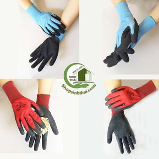 Găng tay làm việc phủ cao su chống trượt - bao tay bảo hộ lao động - chọn màu