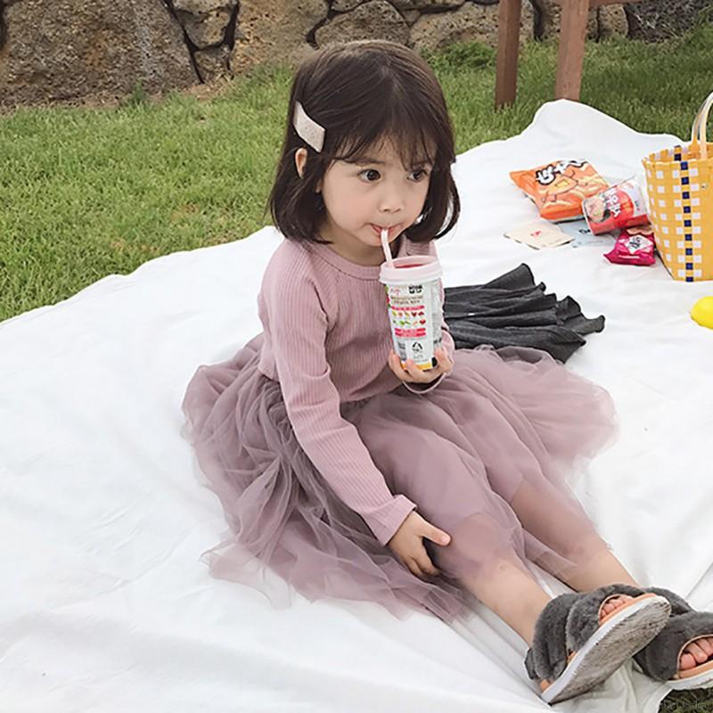 Váy tay dài dáng xòe xinh xắn cho bé gái