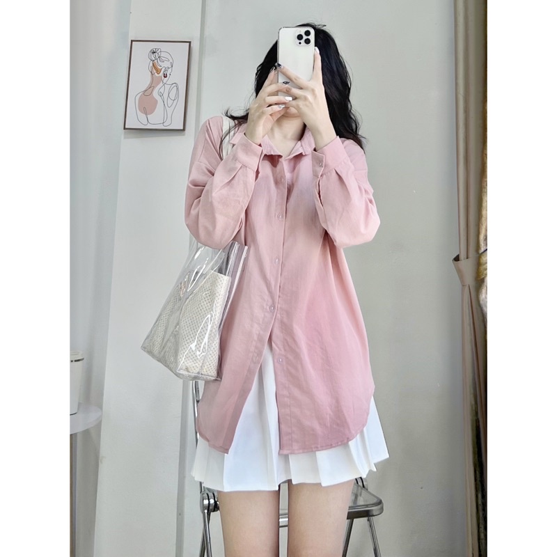 Áo sơ mi nữ kiểu dáng basic form rộng chất dũi