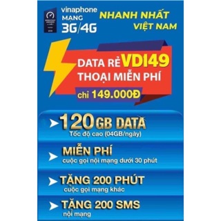 [MIỄN PHÍ ]4Gb/ ngày+ nghe gọi tẹt ga sim 4G vinaphone vd149