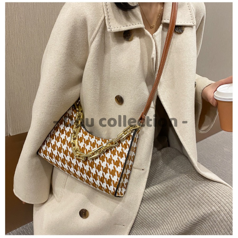 [NowShip2h] Túi Xách Đeo Chéo Thời Trang Thu Đông Phối Xích Họa Tiết HOUNDSTOOTH Sành Điệu - Mã XT031