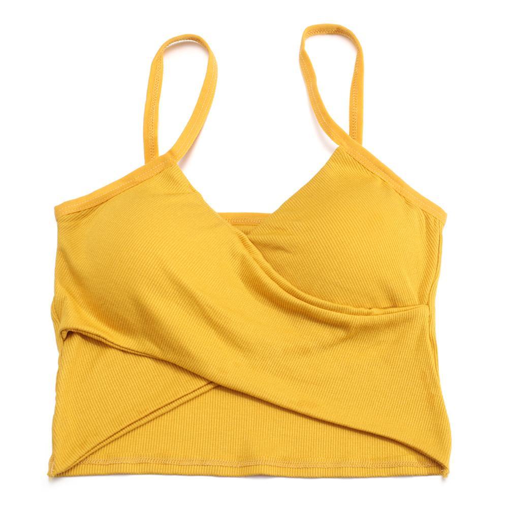 Áo Hai Dây Cổ Chữ V Có Mút Đệm Ngực Dáng Ôm Thời Trang Quyến Rũ Cho Nữ