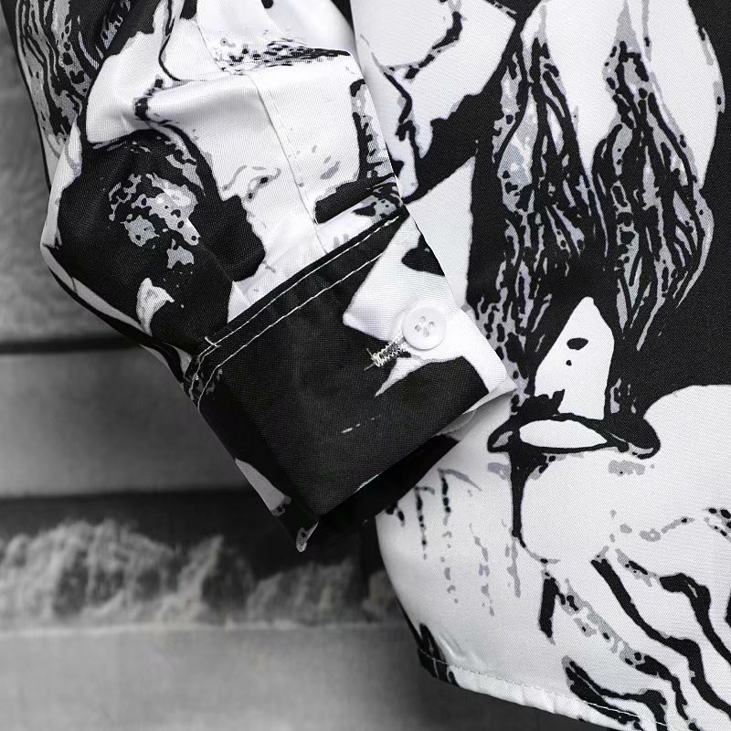 Áo Sơ Mi Nam Dài Tay Họa Tiết Độc Đáo Thời Trang