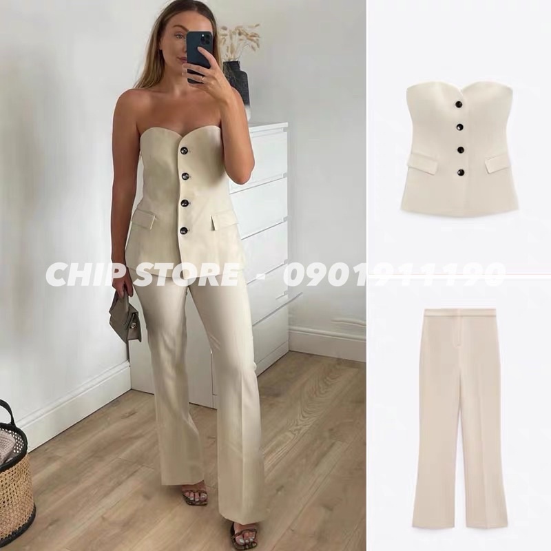 SET ÁO GILE - QUẦN ỐNG LOE ZARA XUẤT DƯ XỊN SANG CHẢNH