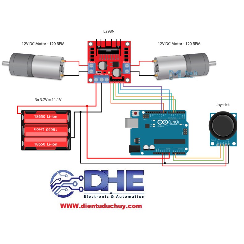 MẠCH CÔNG SUẤT DRIVER ĐIỀU KHIỂN ĐỘNG CƠ DC MẠCH CẦU H L298N - MÀU ĐỎ