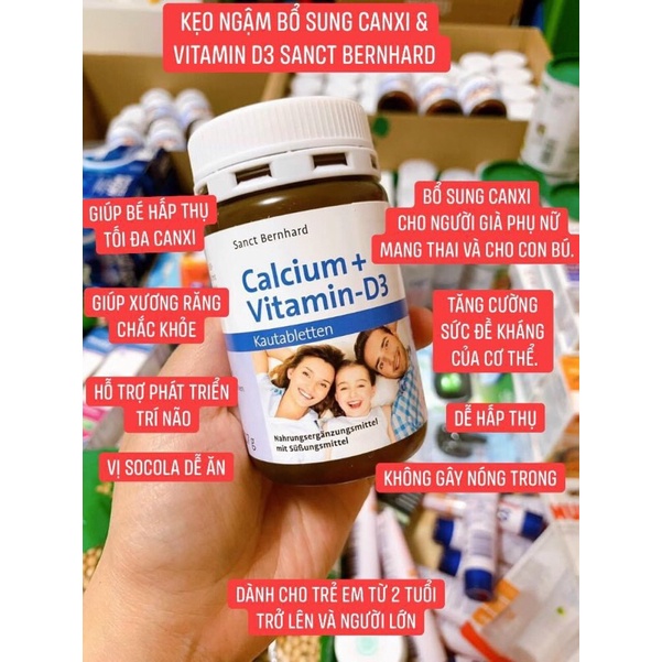 [NỘI ĐỊA ĐỨC] Viên ngậm Sanct Bernhard Calcium Vitamin D3 hương vị socola, 150 viên