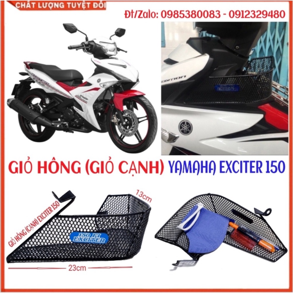 Giỏ Cạnh - Rổ Hông Exciter 150, Ex150, Exciter 50cc, Ex 50cc- Lưới Thép Nhúng Nhựa Đen (SP tự chụp) Ảnh thật Sp