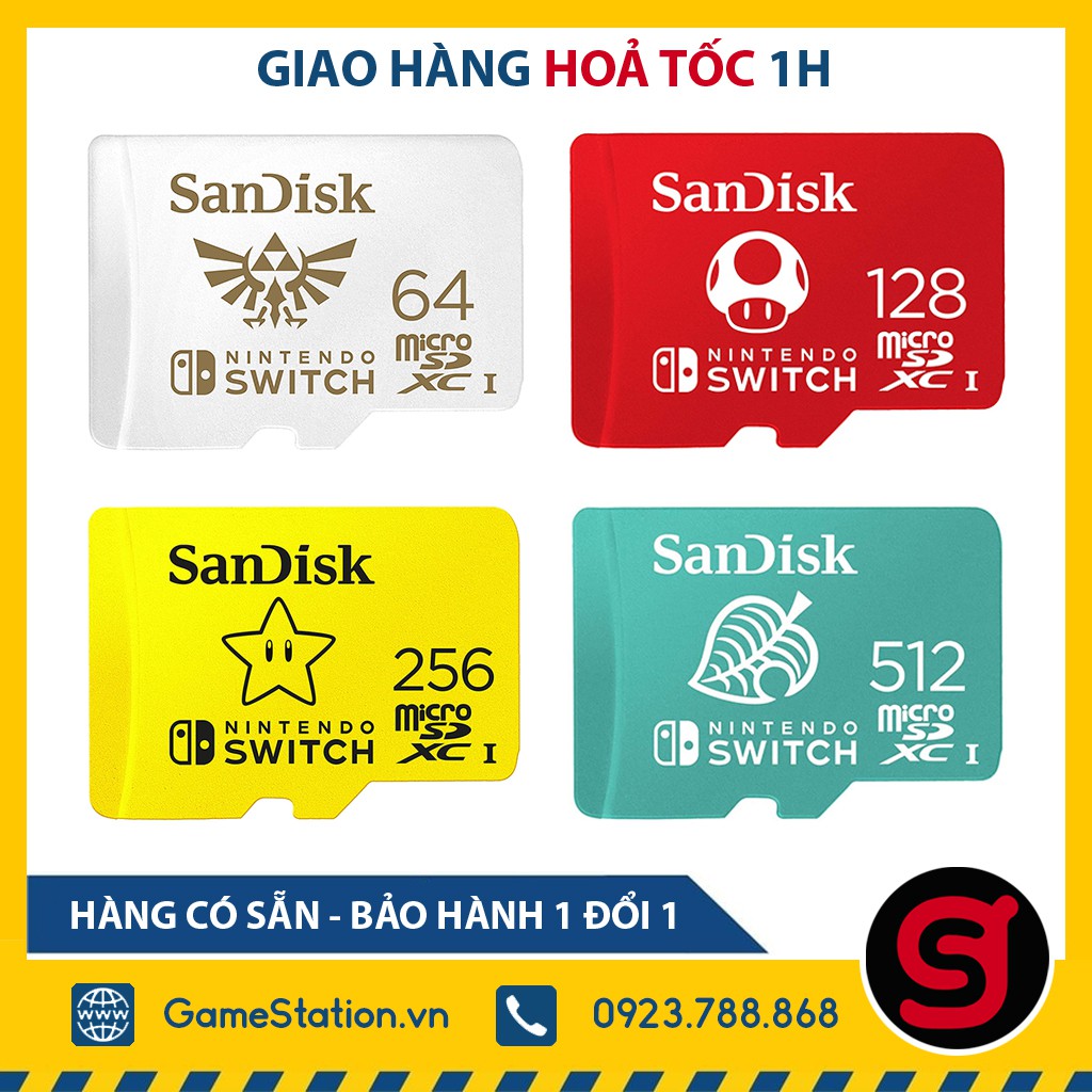 [Mã 2611DIENTU500K hoàn 7% xu đơn 300K] Thẻ Nhớ Nintendo Switch 512GB - 256GB - 128GB - 64GB (Nintendo Version)