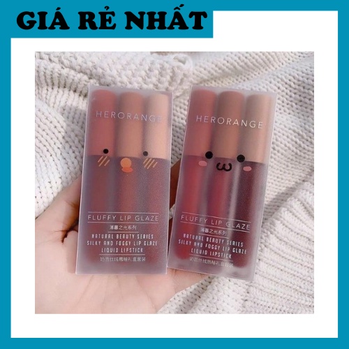 Freeship Sét 3 cây son kem lì Hero orange nội địa trung,2 mau AB ,TONGKHOSIMN