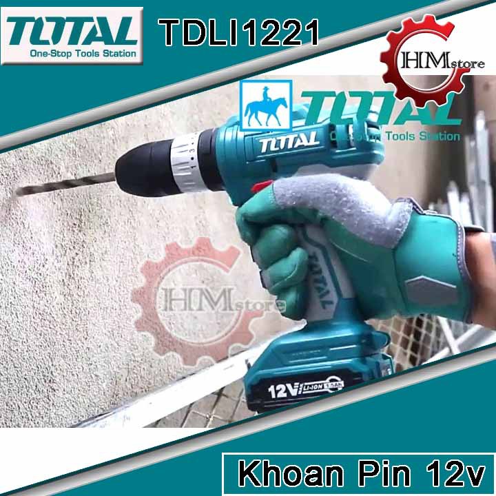 [Chính hãng] Máy Khoan dùng pin Li-ion 12V TOTAL TDLI1221 - Máy khoan pin cầm tay 12v