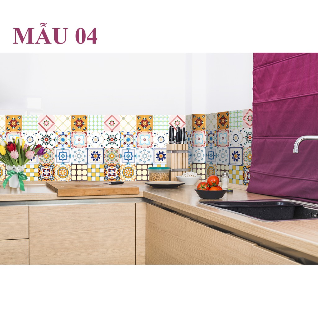 Set 18 ô Decal gạch bông cỡ 20x20 - mua 3 set tặng 1 set
