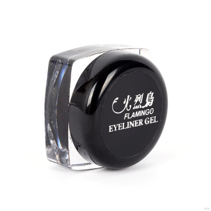Bộ gel kẻ mắt trang điểm chống nước + cọ 2 trong 1 mini Flamingo
