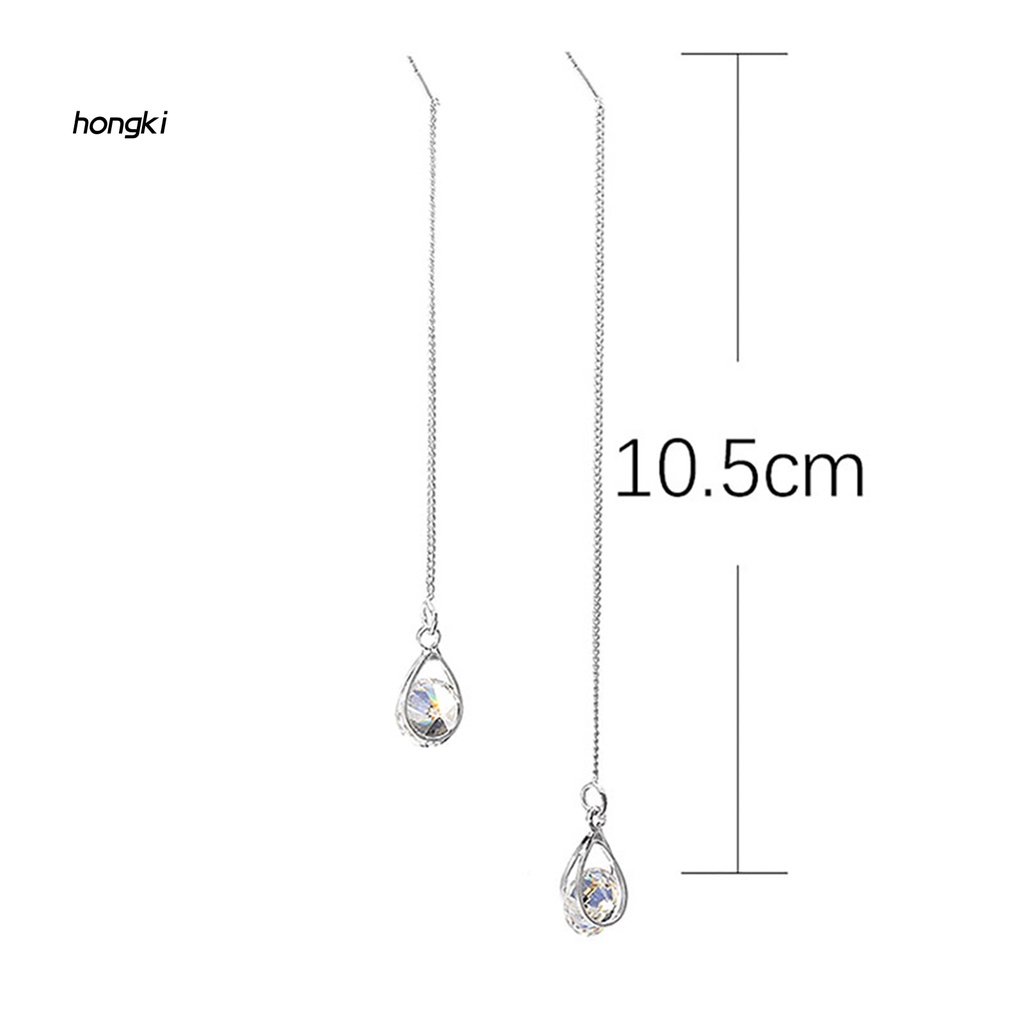 1 Đôi Bông Tai Dáng Dài Đính Đá Hình Giọt Nước Thời Trang Dự Tiệc