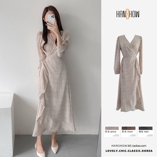 Đầm Voan Hoa Dáng Dài Xẻ Tà Cổ Chữ V Thời Trang Vintage Thanh Lịch Cho Nữ 2022