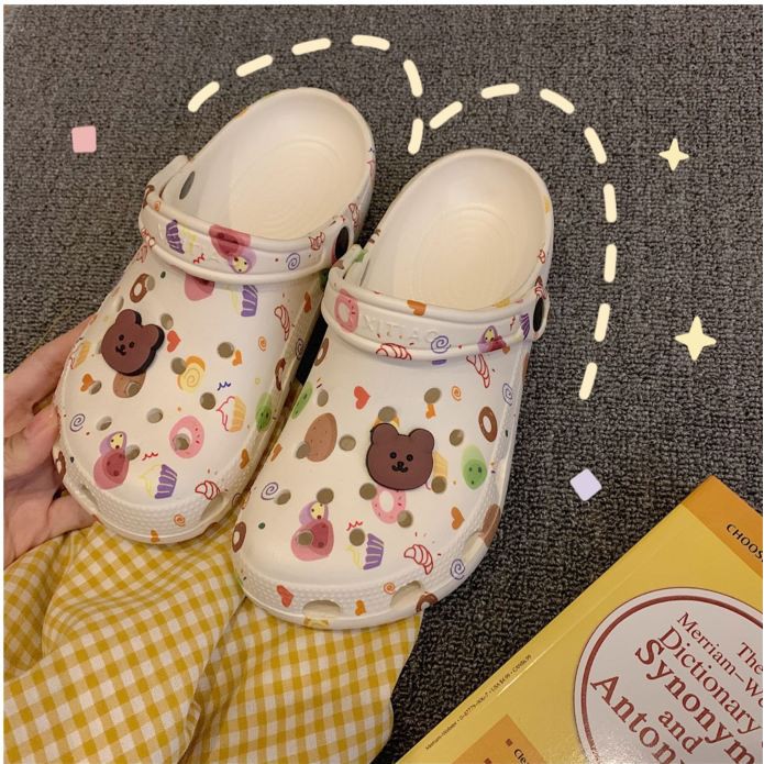 Dép sục nữ Ulzzang kèm sticker gấu - US221 kèm ảnh shop chụp