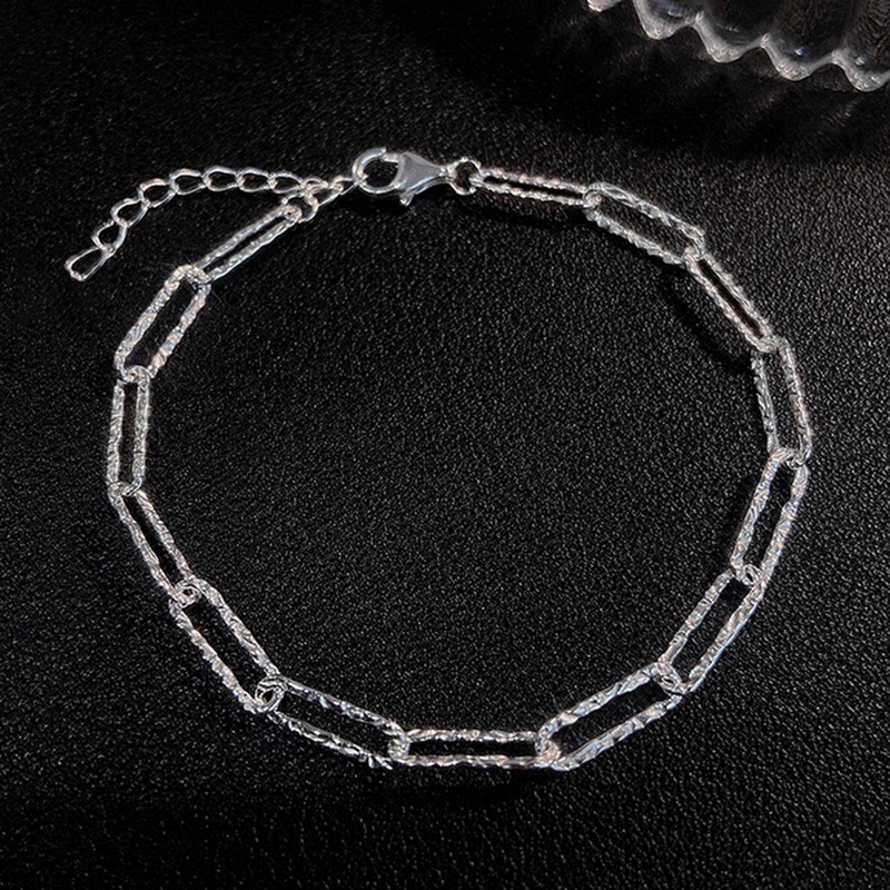Vòng Tay 2 Pcs Korea Style Silver Link Chain Bracelet Sparkling Multi Layer Party Bracelets Set for Women Jewelry Gift