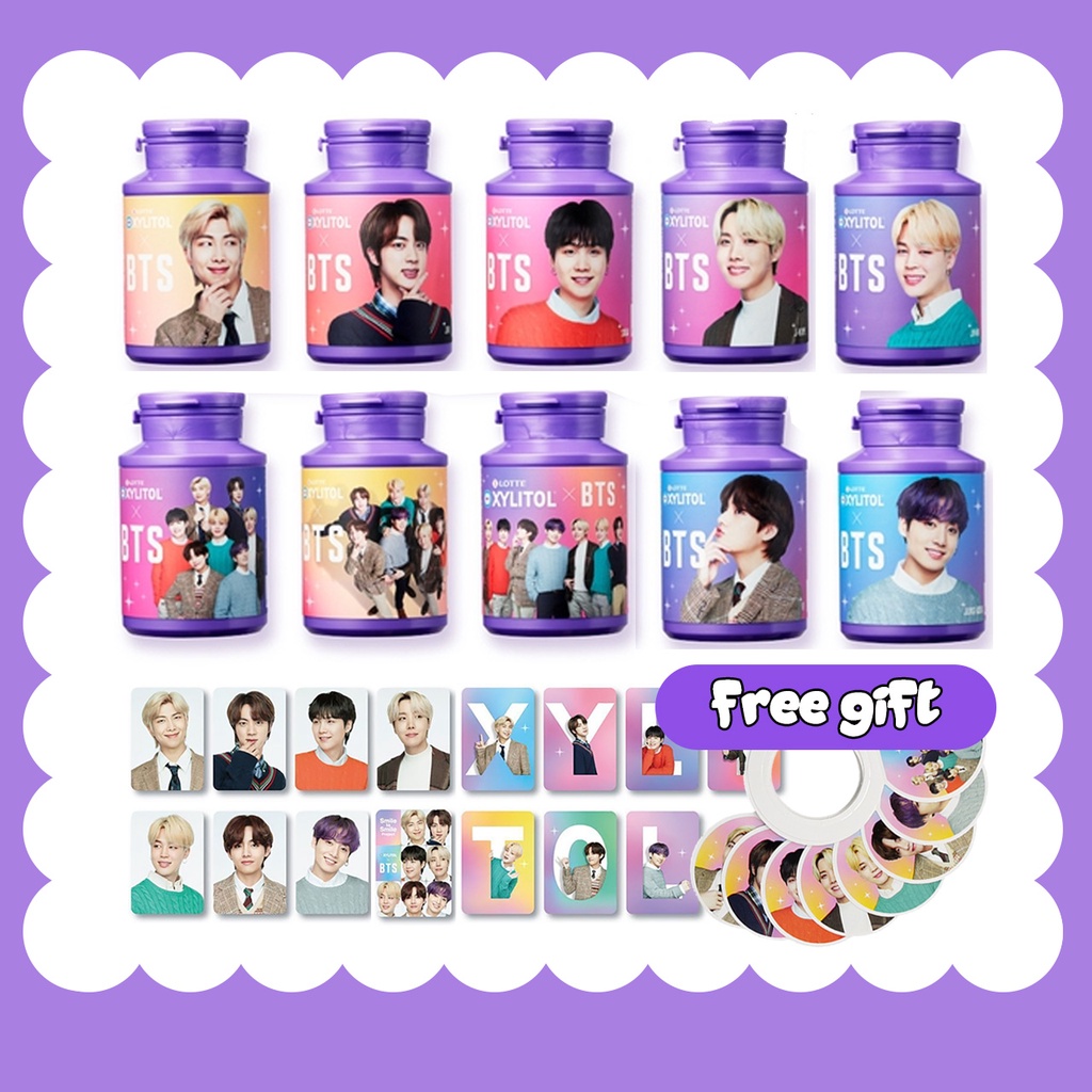 Túi In Hình BTS Xylitol 154g Phiên Bản Giới Hạn Màu Tím | BTS Xylitol Gum Limited Edition Purple mix and alpha peach 154g