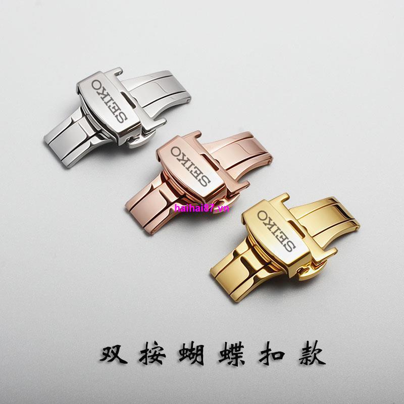 Dây Đeo Đồng Hồ Khóa Đôi Bằng Thép Cao Cấp Cho Seiko