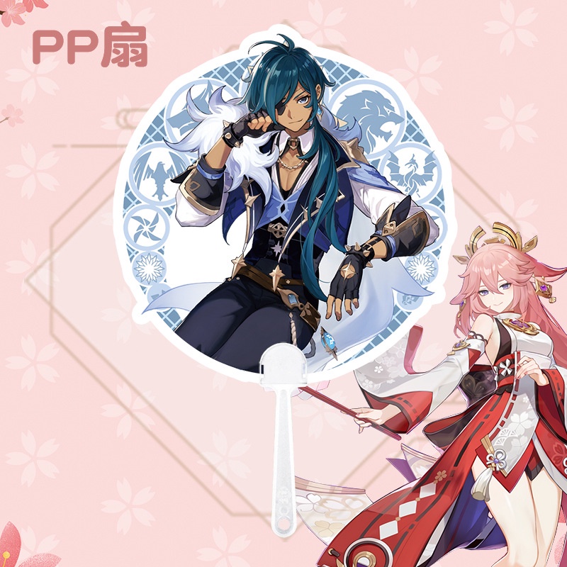 Quạt Cầm Tay Anime Genshin Impact Thủ Công Thời Trang Diluc Hutao Eula Keqing Xiao Zhongli Thích Hợp Làm Quà Tặng Mùa Hè