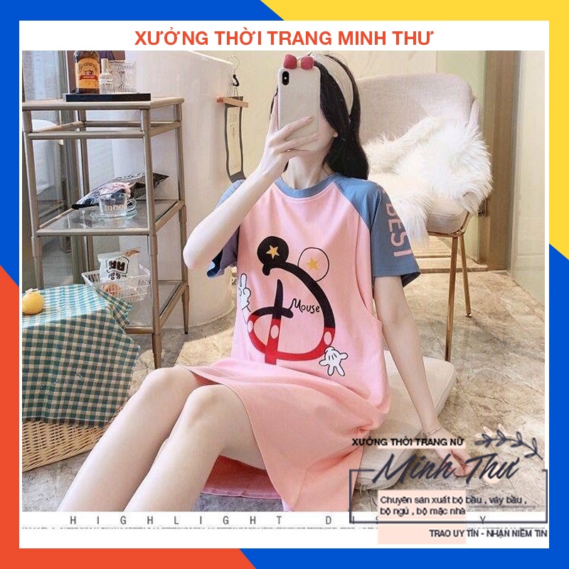 Váy bầu mặc nhà -2 chức năng -chất liệu cotton-mềm- mát -mịn váy SAU SINH